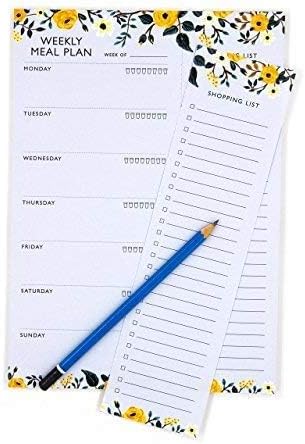 Weekly Magnetic Meal Planner Notepad - Food Planning Organizer and Grocery List Pad, Premium 52 Pages, with Tear Away Perforated Shopping List