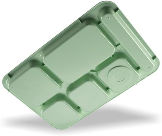 Carlisle FoodService Products P614R09 Right-Hand 6-Compartment Polypropylene Tray, 10" x 14", Green