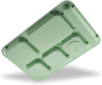 Carlisle FoodService Products P614R09 Right-Hand 6-Compartment Polypropylene Tray, 10" x 14", Green