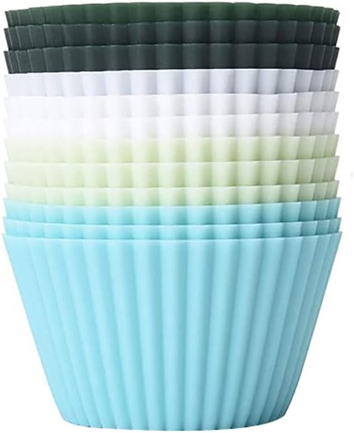 12 Pcs Silicone Cupcake Baking Cups Colorful Muffin Liners Easy Clean Pastry Molds Non Stick Cake Molds Sets for Halloween Christmas Party