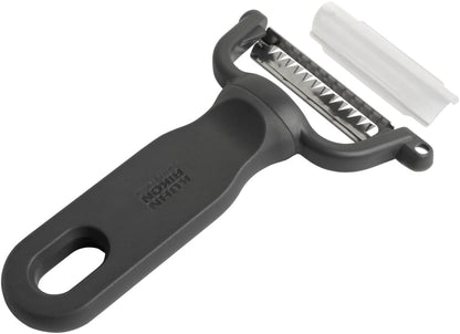 Kuhn Rikon Family Y Peeler, Julienne Peeler for Vegetable Strips, Stainless Steel Blade, Vegetable Peeler for Garnish and Prep, Grey
