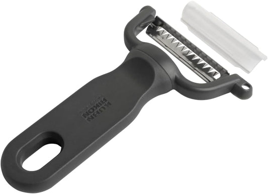 Kuhn Rikon Family Y Peeler, Julienne Peeler for Vegetable Strips, Stainless Steel Blade, Vegetable Peeler for Garnish and Prep, Grey
