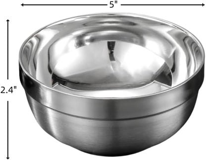 6 Pack 18/8 Stainless Steel Bowl, Double Walled Insulated Soup Bowls, 12 Oz Metal Serving Dishes Unbreakable Snack Bowl for Sauces, Rice, Noodle, Ice Cream