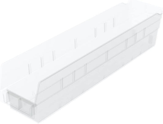 Akro-Mils 30128 Plastic Shelf Bins, Heavy Duty Storage Bins for Garage, Closet, and Drawer Organization, 457 x 102 x 102 Mm, Clear, 12 Count