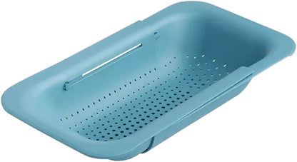 Collapsible Multi-purpose Colander - Over the sink strainer basket - Wash, Drain and Dry - Extendable 14.5-19.5 in -Teal
