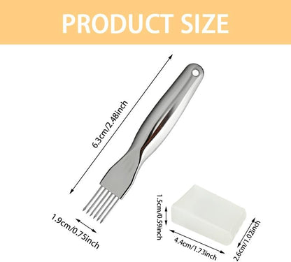 3 Pcs Shred Silk the Knife,Stainless Steel Multifunctional Vegetable Chopper, Green Onion Slicer with 6 Blades, Scallion Shredder & Herb Cutter for Kitchen (Silver)