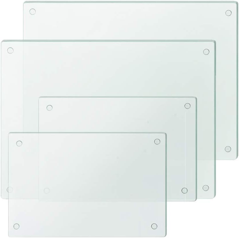 Murrey Home Glass Cutting Board Set for Kitchen Counter, Tempered Glass Chopping Boards Dishwasher Safe, Small Clear Countertop Tray, 16"x12"x2PC
