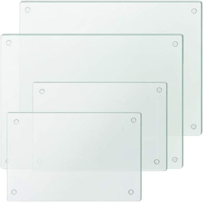 Murrey Home Glass Cutting Board Set for Kitchen Counter, Tempered Glass Chopping Boards Dishwasher Safe, Small Clear Countertop Tray, 16"x12"x2PC