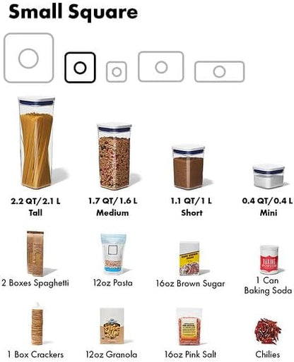 OXO Good Grips POP Container - Airtight Food Storage - Small Square Short 1.1 Qt Ideal for 1 lb of brown sugar or confectioner's sugar