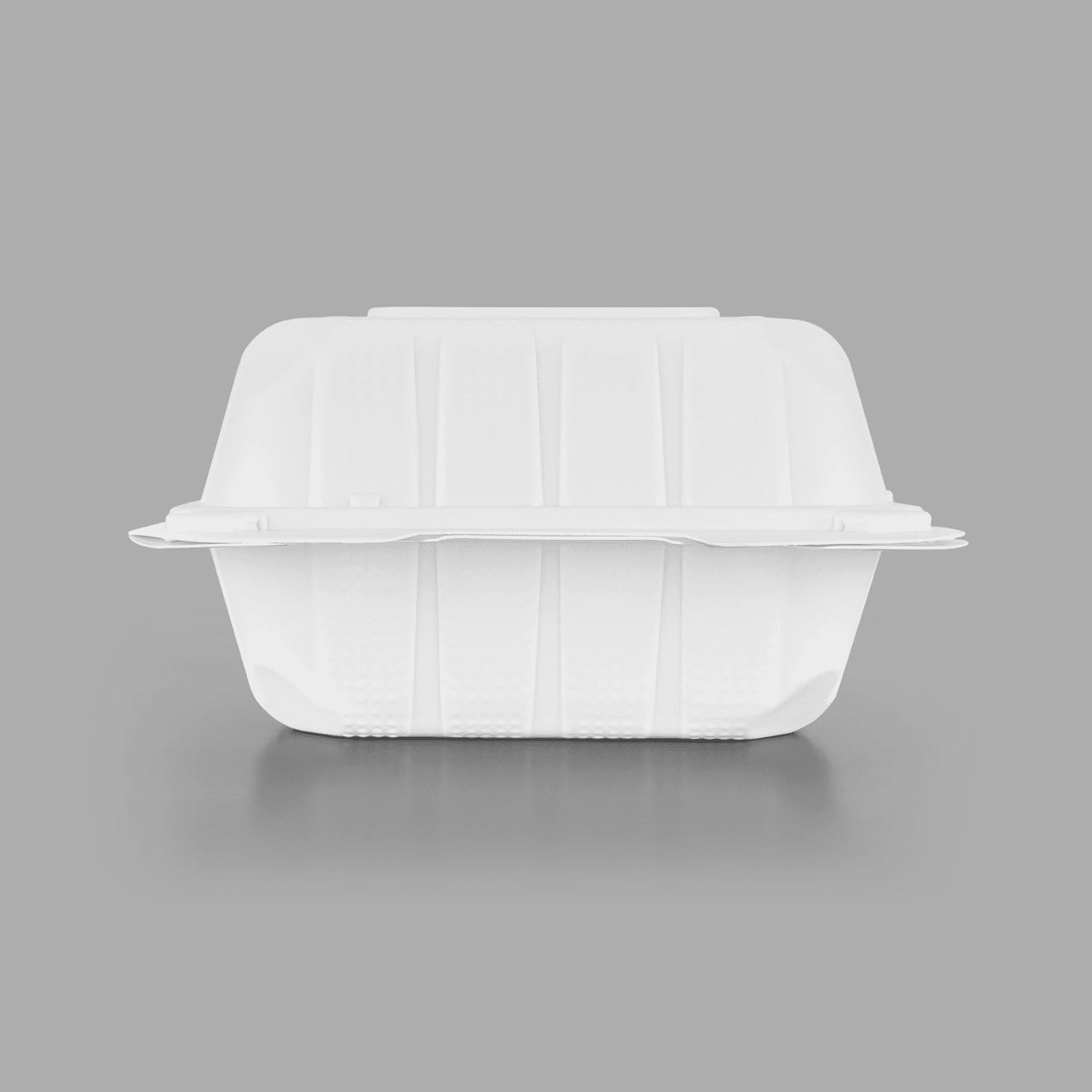 KARAT EARTH Clamshell Take Out Food Containers [8"x8" - 200 ct] To Go Containers | 3 Compartment, Soak-Resistant, Durable, Stackable | Vented for Hot/Cold Foods, White