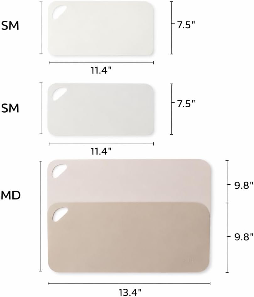 4-Piece Cutting Mats Set, Poly Kitchen Cutting Boards with Non-Slip Surface, Small & Medium Sizes for Food Prep, Flexible & Lightweight, Cream