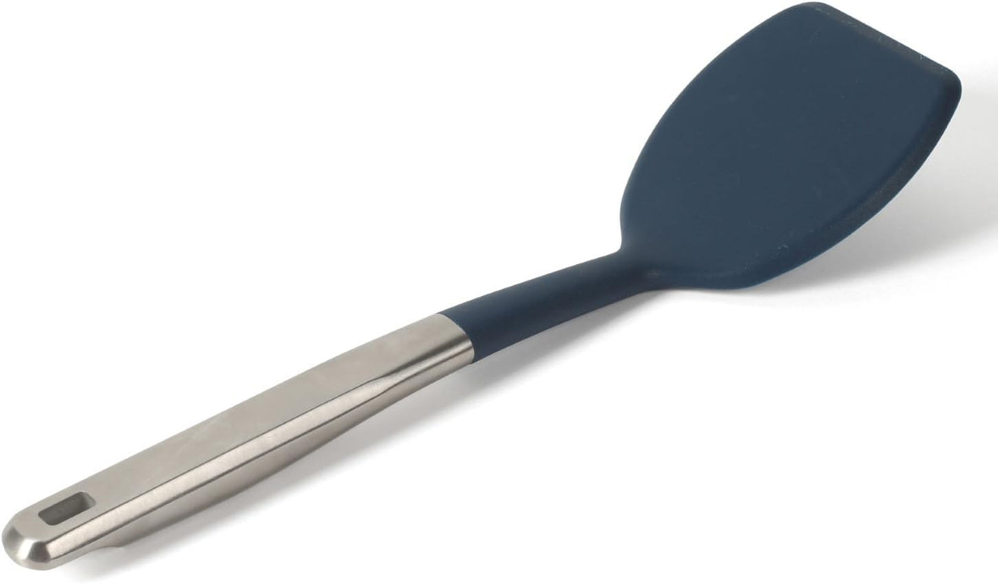 Calphalon Slotted Turner, Kitchen Flipping Spatula, Slotted Spatula, Stainless Steel Turner with Silicone Heat Resistance Handle, Nonstick-Safe Spatula for Draining and Flipping (Navy)
