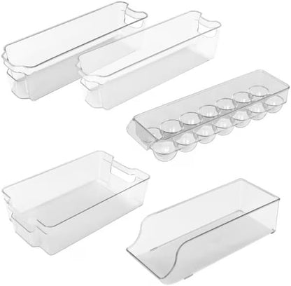 Stackable Refrigerator Bins 5-Piece Set, Clear Space Saving Organizer Bins with Handles, BPA-Free for Fridge & Freezer (Assorted Sizes)