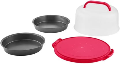 Cake Pan & Carrier Set Locking Lid and Handles Non-Stick Pans, Kitchen Bakeware, Dishwasher Safe