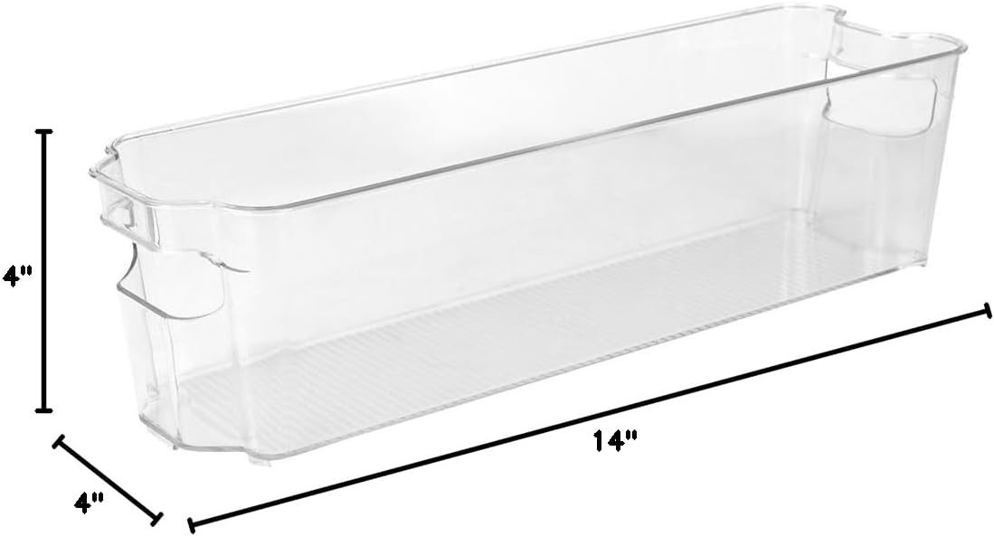 Home Basics Clear Plastic Storage Fridge Bin with Handles (Small)