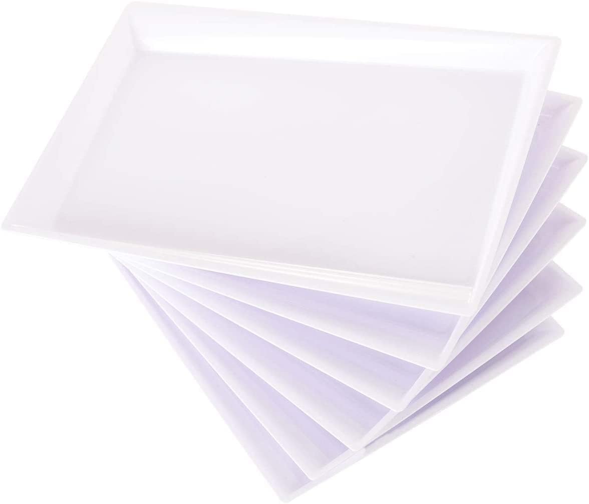 Supernal 12 Pack Black Plastic Serving Trays, 15"x10" PlasticTrays, Plastic Fast Food Tray, Heavy Duty Platters, Disposable Serving Party Platters Black，Party Serving Trays