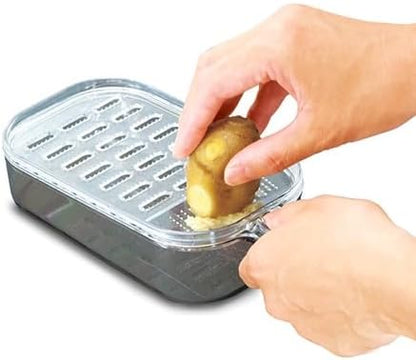 JapanBargain, Japanese Plastic Zester Grater – Multi-Purpose Coarse/Fine Condiment Grater with Container for Ginger and Wasabi, Made in Japan