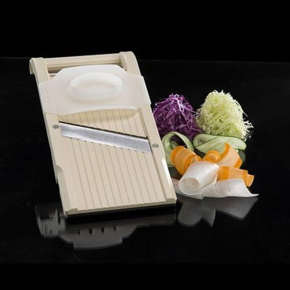 Benriner Mandoline Slicer with 4 Blades, Japanese Stainless Steel, BPA Free, 12.75 x 3.625-Inches, Beige