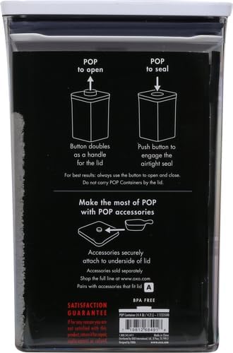 OXO Good Grips POP Container - Airtight Food Storage - Big Square Short 2.8 Qt Ideal for 5 lbs of sugar, cookies or crackers