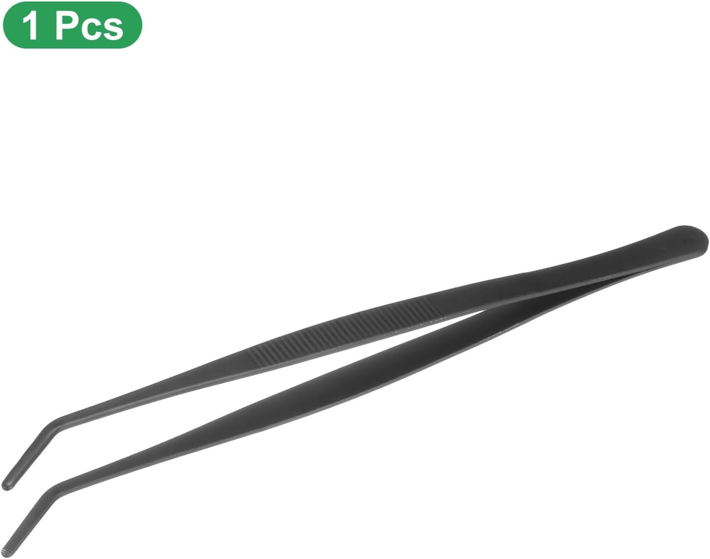 HARFINGTON Stainless Steel Tweezers 4.9 Inch Precision Tweezers with Curved Serrated Tip Multi-Purpose Kitchen Tongs for Cooking Gardening Repairing Craft, Black