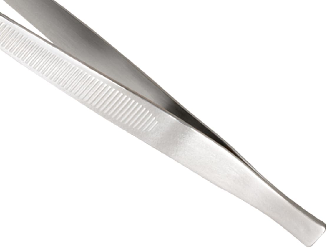 Mercer Culinary 18-8 Stainless Steel Chef Plating Tongs, Offset Tip, 6-1/2 Inch