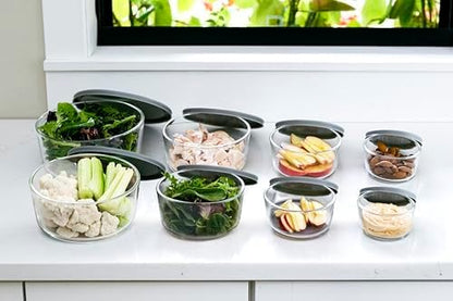 6-Piece Glass Food Storage Containers Set (3 Containers + 3 BPA-Free Lids) | 2-Cup, Leakproof | Microwave, Freezer, Oven & Dishwasher Safe | Ideal for Meal Prep & Pantry Organization, Pistachio
