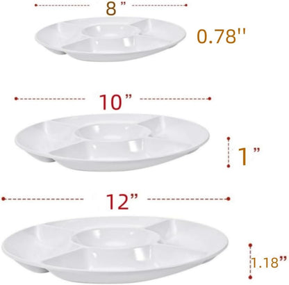 Ceramic Chip and Dip Serving Tray,Porcelain Divided Serving Platter, Perfect for Chips and Dip, Veggies, Candy and Snacks (12Inch)