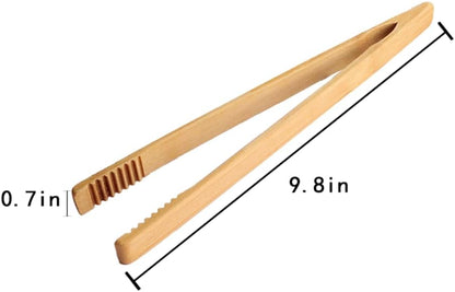 1 Pieces Bamboo Toast Tongs, 9.8 Inches Long Wood Toaster Tongs with Anti-slip Design, Tongs for Cooking with Cooking Oil Coating, Eco-friendly (9.8 Inches)
