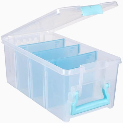 ArtBin Semi Satchel Portable Craft Organizer with 3 Dividers - Clear Plastic Storage Case for Art & Craft Supplies