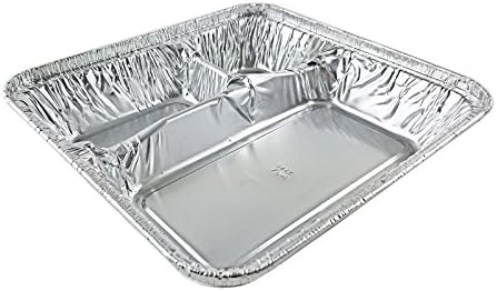 Handi-Foil Large Aluminum 3-Compartment Oblong Tv Dinner Tray Pan w/Lid 25/Pk (pack of 25)