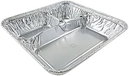 Handi-Foil Large Aluminum 3-Compartment Oblong Tv Dinner Tray Pan w/Lid 25/Pk (pack of 25)
