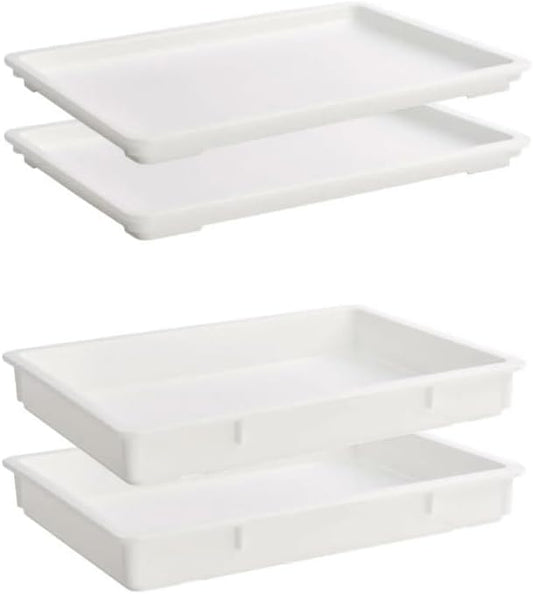 CenPro 18"x26"x3" White Heavy Duty Polypropylene Pizza Dough Box with Lid (Pack of 2)