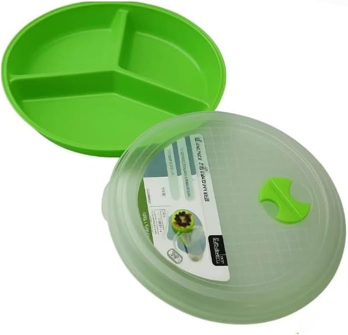 3-Pack Divided Microwave Plates with Vented Lids – Mixed Colors – BPA-Free Reusable Plates for Portion Control, Meal Prep & Leftovers – Stackable, Freezer & Dishwasher Safe