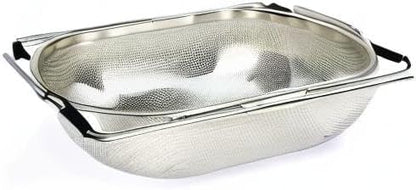 RSVP International Endurance® In-Sink Mesh Colander Strainer Basket, 3 Quart | Organize Sponges, Collect Food Scraps | Dishwasher Safe | Small Corner Basket | Steaming, Draining & Rinsing