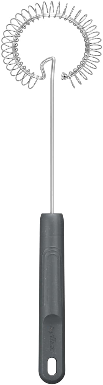 Zyliss Flat Whisk, Sustainable Wheatstraw/Nylon, Cooking Whisk forr Cooking and Serving with Heat Resistant Silicone Head, Beluga Grey, 11.9" x 2.8", Dishwasher Safe, 5 Year Guarantee