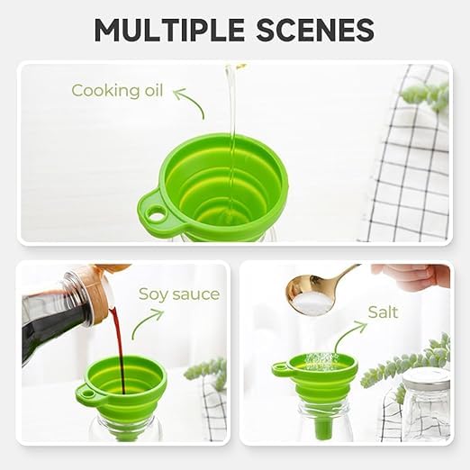 3 Size Kitchen Funnel Set, 2026 Upgraded Funnels for Kitchen Use Filling Bottles, Food Grade Silicone Collapsible Funnels for Filling Small Bottle Kitchen Gadgets