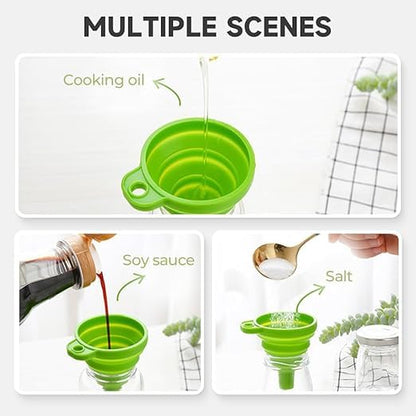 3 Size Kitchen Funnel Set, 2026 Upgraded Funnels for Kitchen Use Filling Bottles, Food Grade Silicone Collapsible Funnels for Filling Small Bottle Kitchen Gadgets