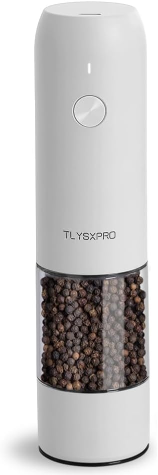 Electric Salt and Pepper Grinder, USB Rechargeable, Automatic Salt and Pepper Shaker, Adjustable Coarseness, Electric Pepper Mill, LED Light, Refillable, Kitchen Gadget (1-Pack, Stainless Steel)
