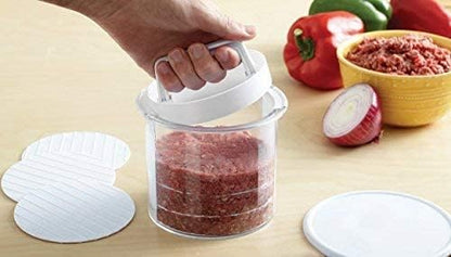Mr. Bar-B-Q Hamburger Press Patty Maker - Non-Stick Burger Mold Shaper with Freezer Storage Container - 12-Piece Set with 8-Layer Plastic Discs for BBQ Grill - #40231Y