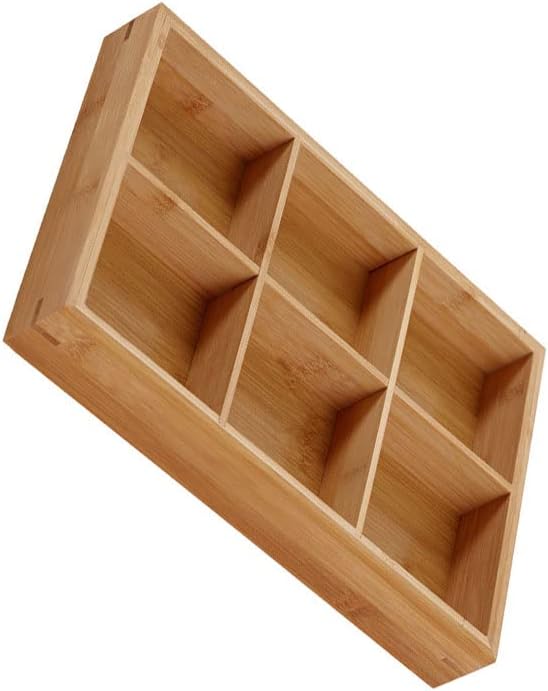 Divided Wooden Tray,Veggie Tray Serving Tray Divided Platter Wooden Food Server Multi Compartments Serving Tray for Hot Pot Restaurants Sushi Plate (6 Compartments)