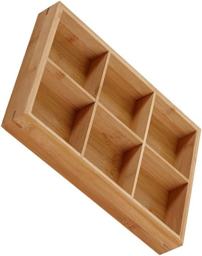 Divided Wooden Tray,Veggie Tray Serving Tray Divided Platter Wooden Food Server Multi Compartments Serving Tray for Hot Pot Restaurants Sushi Plate (6 Compartments)