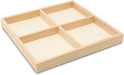 DIY Rectangle Wooden Divided Serving Tray 12 x 8-inch, Pack of 1 6-Section Candy Tray for Vegetable & Fruit Party Platters, by Woodpeckers
