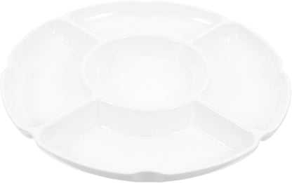 Kichvoe 12 Inch Five-Compartment Melamine Divided Serving Tray for Appetizers Snacks Fruits Nuts Party Platter