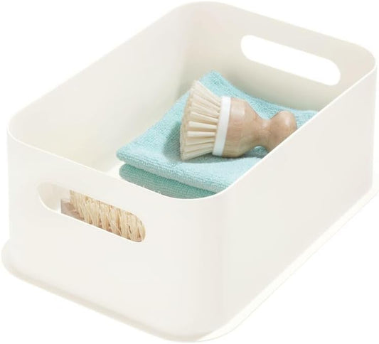 iDesign Eco BPA-Free Recycled Plastic 11.9" Medium Storage Bin with Handles, Coconut