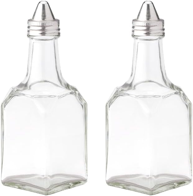 KALDEWEI 1 Pack Caddy Holder Rack for 6oz 180ml Oil & Vinegar Glass Cruet with Stainless Steel Screw-On Lid, Tabletop Square Shape Bottle Dispenser