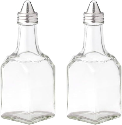 KALDEWEI 1 Pack Caddy Holder Rack for 6oz 180ml Oil & Vinegar Glass Cruet with Stainless Steel Screw-On Lid, Tabletop Square Shape Bottle Dispenser