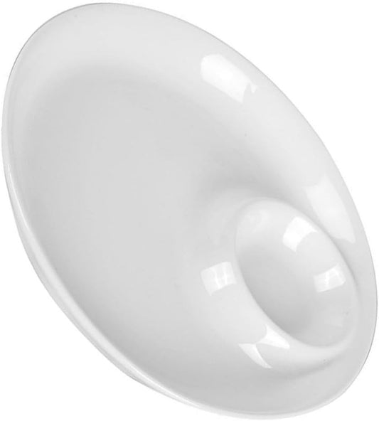 8.66-Inch Ceramic Dumpling Serving Plate with Built-in Sauce Dish Compact Food Plate for Noodles Snacks and Appetizers