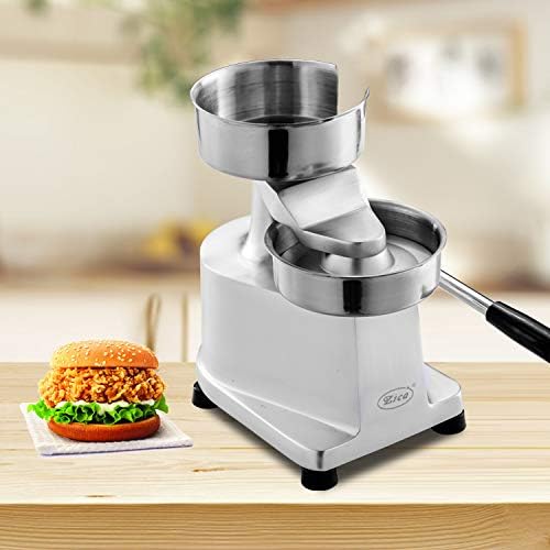 Zica 5 inches/130mm Sliver Commercial Hamburger Press Patty Maker Heavy Duty Meat Forming Processor, Stainless Steel Bowl, Includes 500 Pcs Patty Papers