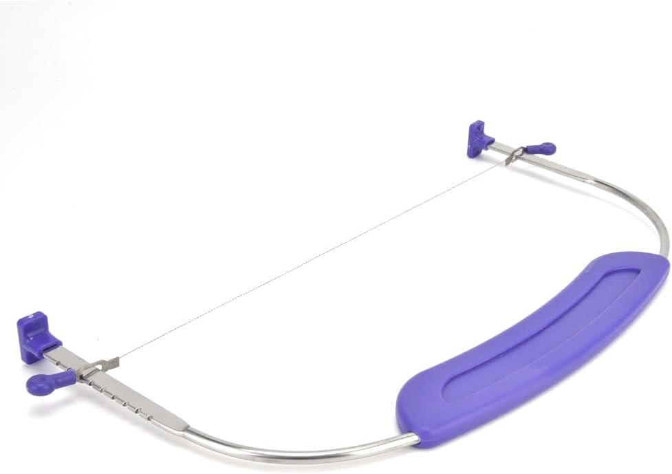 Adjustable Cake Leveler, Stainless Steel Wire Cake Cutter with Anti-Slip Purple PP Handle, Baking Layering Tool