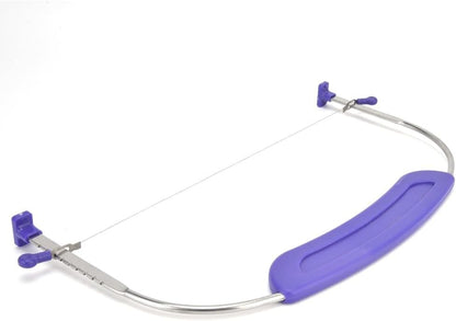 Adjustable Cake Leveler, Stainless Steel Wire Cake Cutter with Anti-Slip Purple PP Handle, Baking Layering Tool